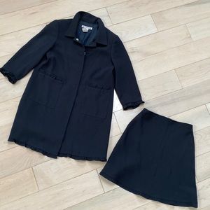 Bonpoint girls navy ruffle trim coat blazer jacket & skirt